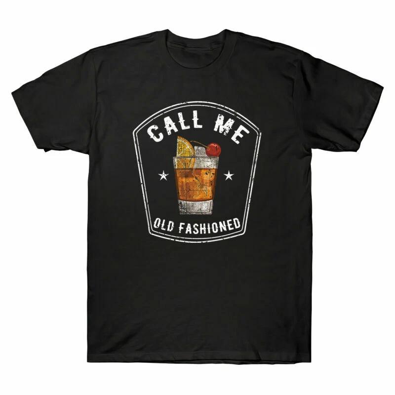 Call Me Old Fashioned Whiskey Funny Vintage Men s Black T-Shirt Retro Cotton Tee XS