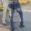 Womens Slim Fit High Waist Stretch Denim Jeans With Embroidery Streetwear Style Straight Leg Pant 2025