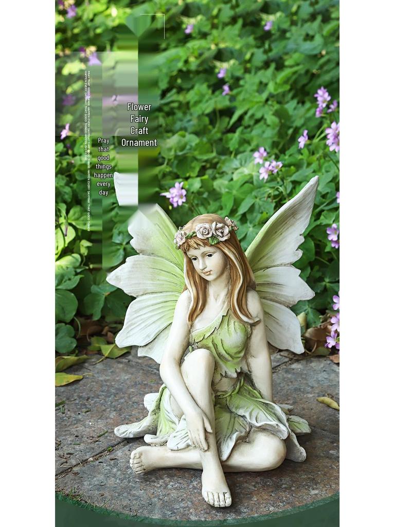 Gartenmädchen Blumenfee Harzstatue: Europäisches Kreatives Ornament für Haus-, Hof- oder Villendekoration.