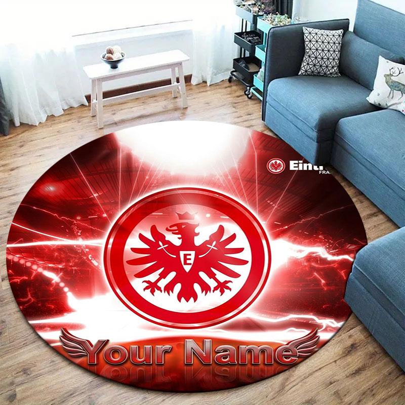 Eintracht Frankfurt Custom Name Round Area Rug,Carpet Rug for Living Room Bedroom Sofa Playroom Decor,Non-slip Floor Mat