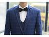 Men's Blue Plaid Slim Fit Blazer & Suit Set - Korean Style Two-Button Casual Tuxedo