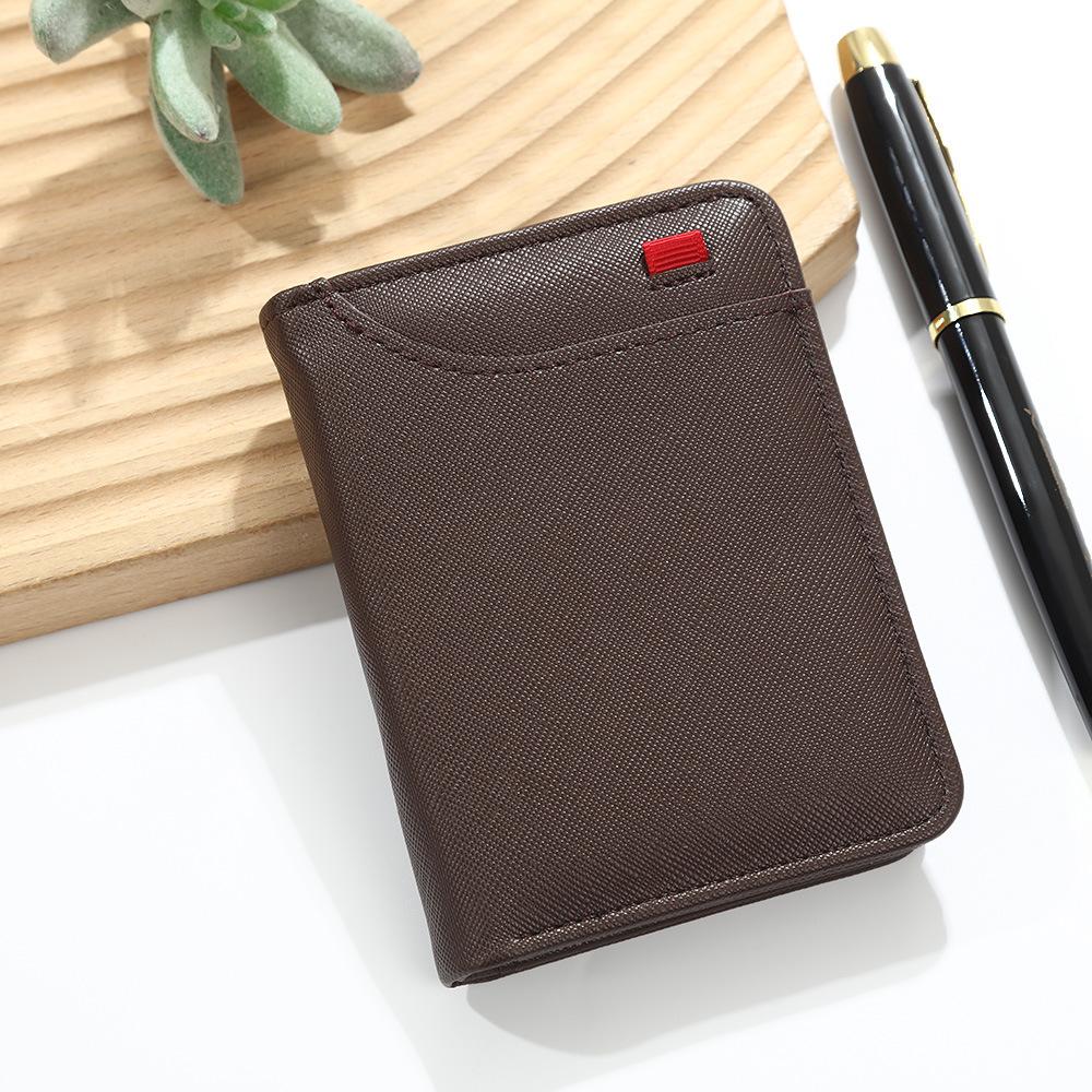 Men’s Slim Bifold Wallet, Compact PU Leather Card Holder with Multiple Card Slots, Cash Pocket, ID Window, Minimalist Small Wallet for Everyday Carry
