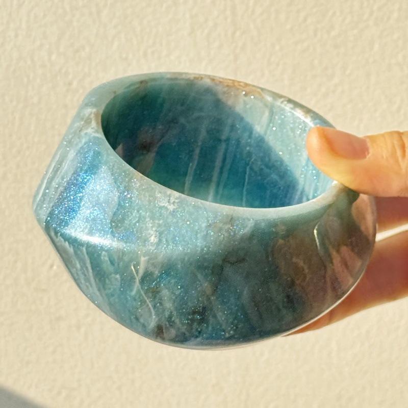 

Блестящие синие эпоксидные браслеты, геометрические акриловые гиперболические винтажные модные браслеты для женщин, круглые pulseras mujer