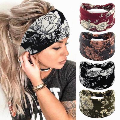 Fascia Boho Retro per Yoga - A Tesa Larga, Assorbi-Sudore, Accessorio per Capelli in Cotone Elastico