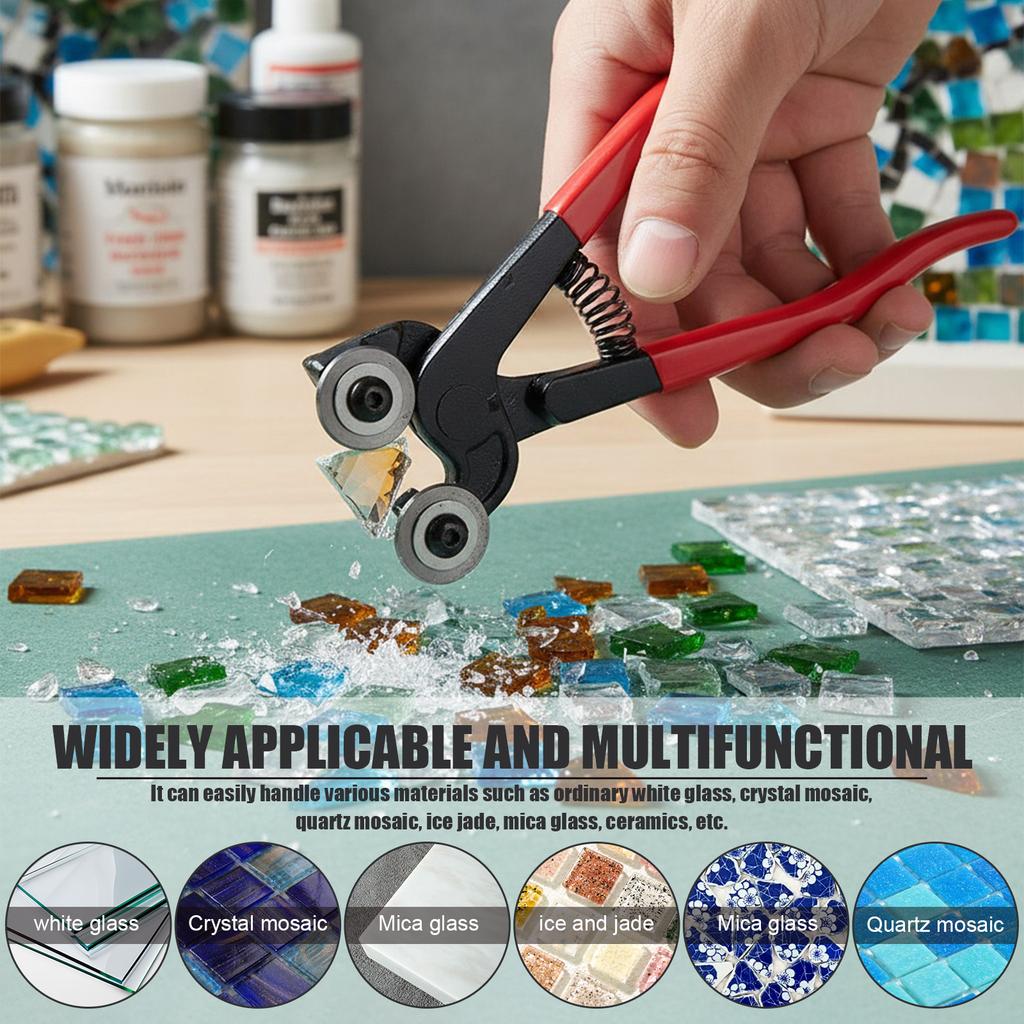 8 Inch Heavy Duty Wheeled Glass Mosaic Nipper with Soft Rubber Handle Ceramic Tile Nipper Mosaic Tools Tile Cutter Pliers
