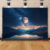 2D Celestial Moon Landscape Tapestry Night Sky Mountain Water Home Decor Banner