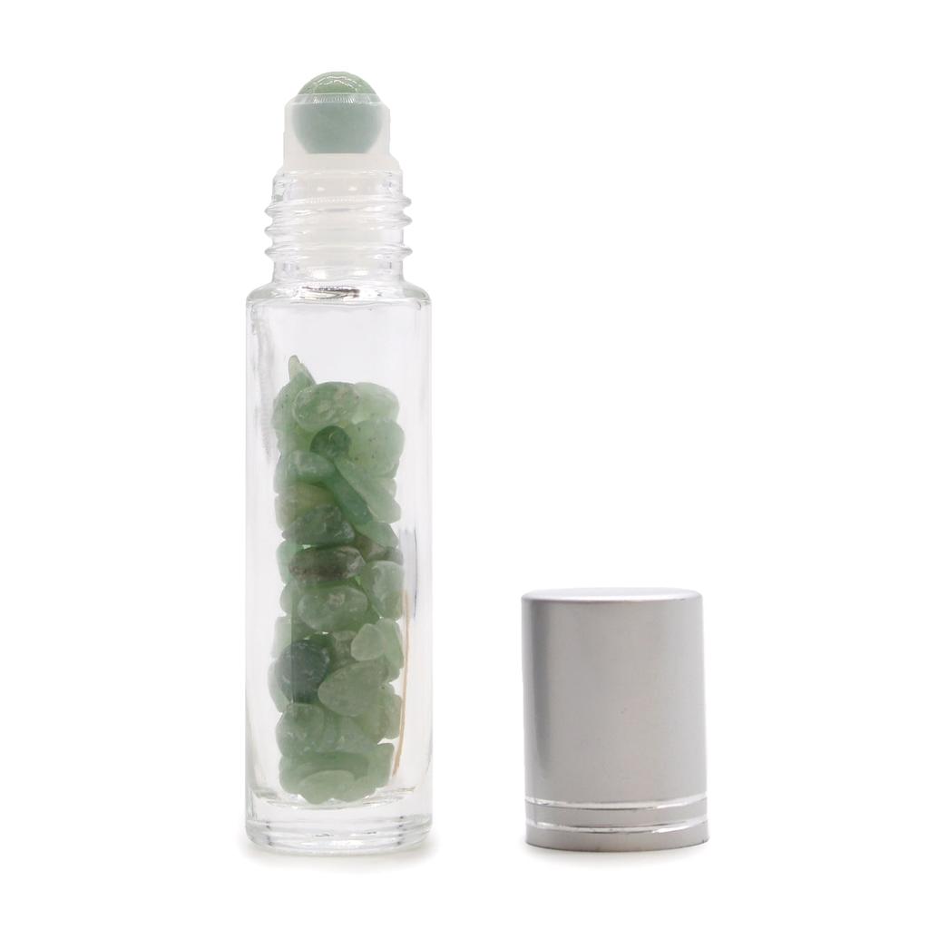 Essential Oil Roller Bottle Aventurine Silver Cap