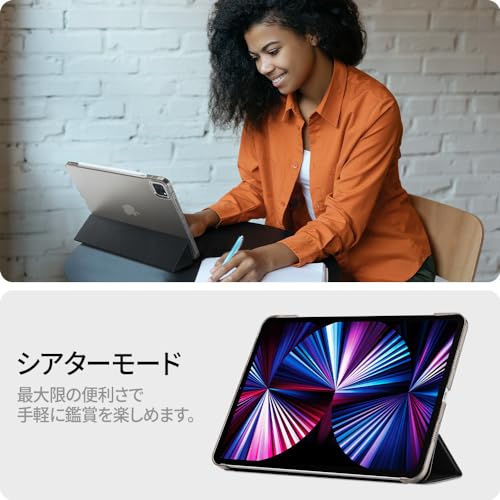 Spigen iPad Pro 11-inch Case (2022/2021) Compatible with 4th/3rd Generation, Lightweight, Tri-Fold Stand, Apple Pencil Compatible, Auto Sleep/Wake, Sm