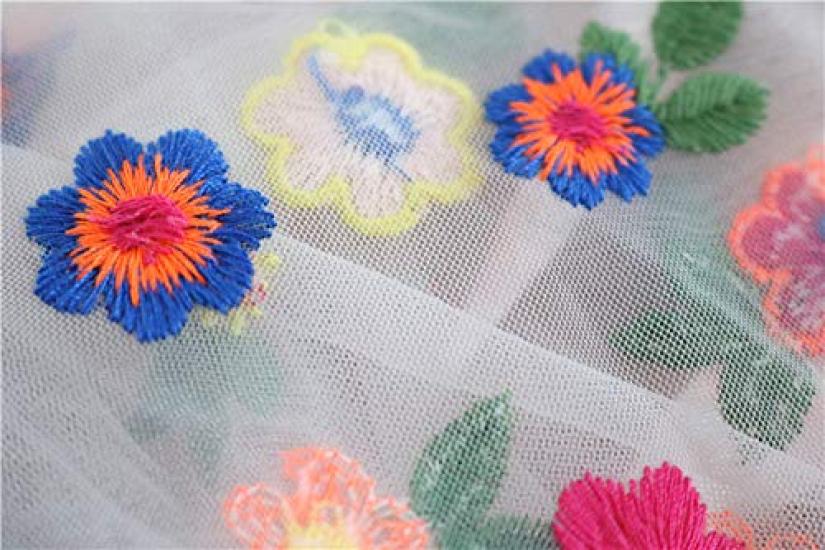 Joyful Colorful Small Flower Embroidered Lace 130cm Wide X 95cm Long Fabric,