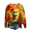 Ladies' Christmas Greentown Print Casual Long Sleeved Round Neck Sports Hoodie Top