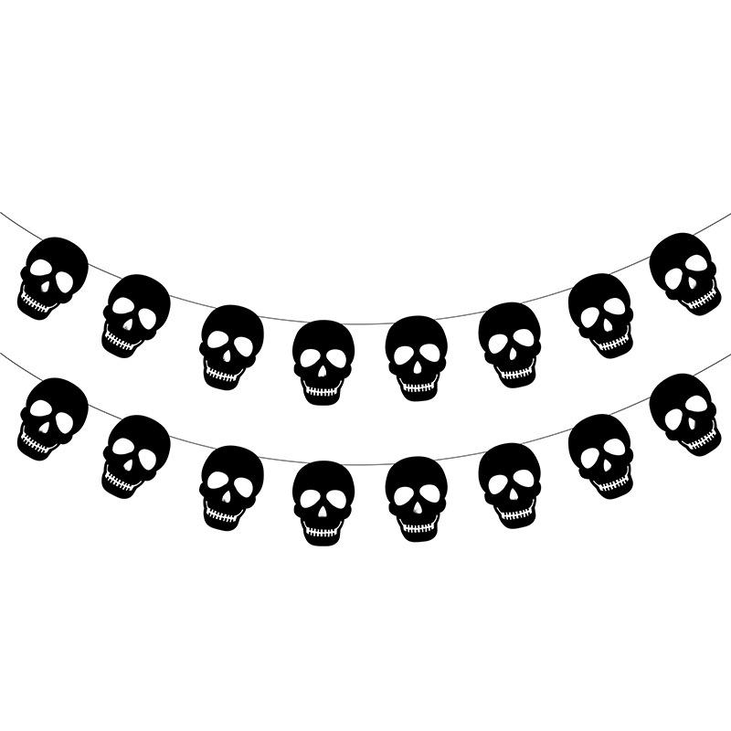 Halloween Realistic Skull Garland Banner Hanging Decoration for Indoor Outdoor Party Scene Props Reusable Simulation Skull Head String One Size чёрный