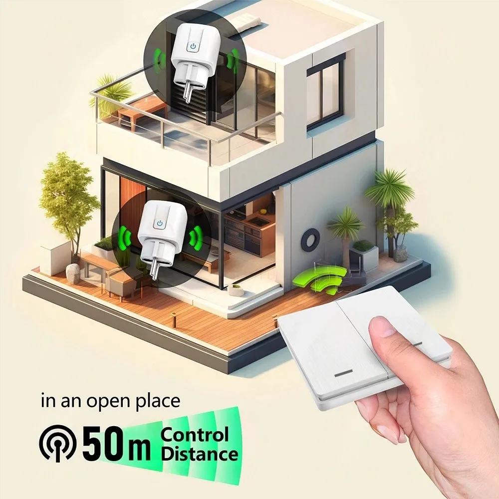 Smart Home Wireless Remote Control Socket Switch 15A EU Plug Electrical Outlet for Remote ON OFF Household Appliance Light