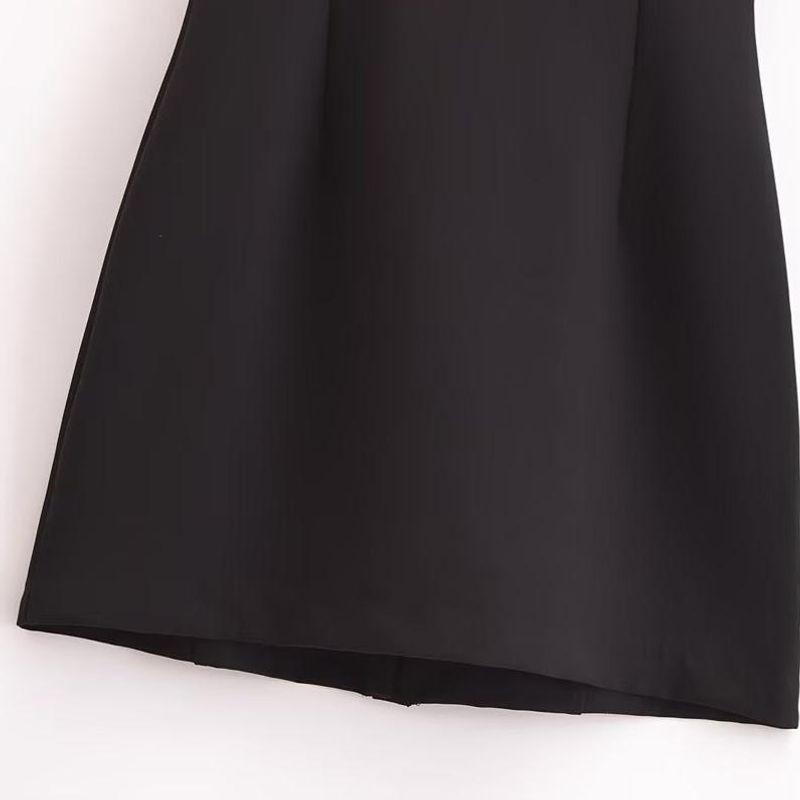 Kaslead New Arrival Women's Clothing Fashion Style Fashion Breasted Black Short Sleeve Slim Fit Dress 4387249