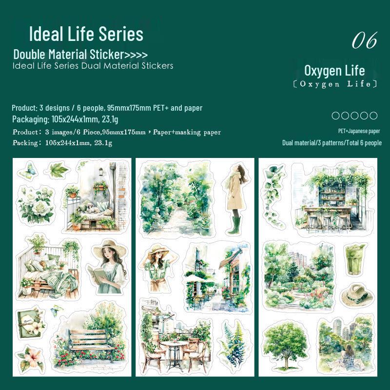 Yan Ji Ideal Life Series: 6 Two-Material Planner Base DIY Sticker Sheets