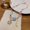 Multicolor Y2K Bohemia Candy Color Cute Necklace for Women Star Pendant Beaded Clavicle Chain Necklaces Vacation Accessories
