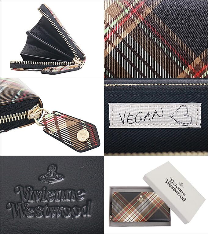 Vivienne Westwood Wallet 51050023U S001K Brown x Black Derby Tartan Check Long Zip Around Wallet [Vivienne Westwood] (Long Wallet) Women's [Brand]