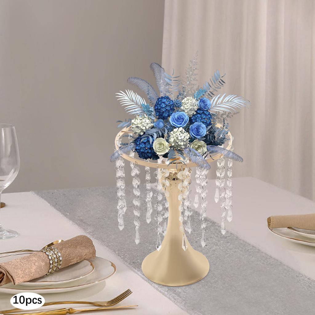 Vintage Decor Flower Vases, Crystal Vases Set of 10, Mini 26cm/10.23in Tall, Blush Gold Glass Bud Vases for Wedding Centerpieces