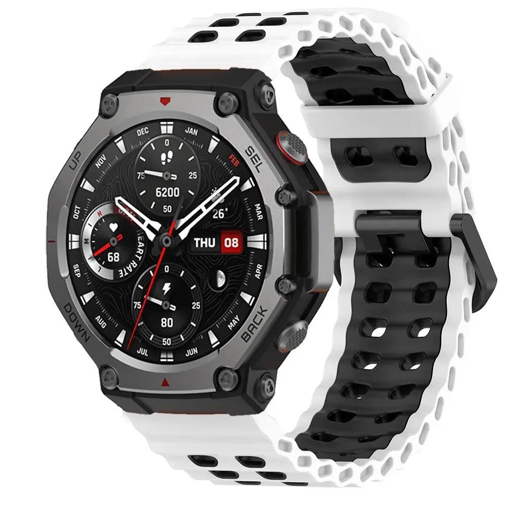 Breathable Silicone Band For Huami Amazfit T-Rex 3 2 1 T-Rex 3Pro 44mm 48mm T-Rex Ultra Colorful Strap Sport Watchband Belt