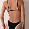 2025 European & American Colorblock Double Strap Triangle Bikini Swimsuit for Women