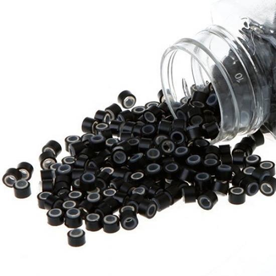 500Pcs Silicone Aluminum Micro Link Beads Rings for Feather Hair Extensions Cosmetic