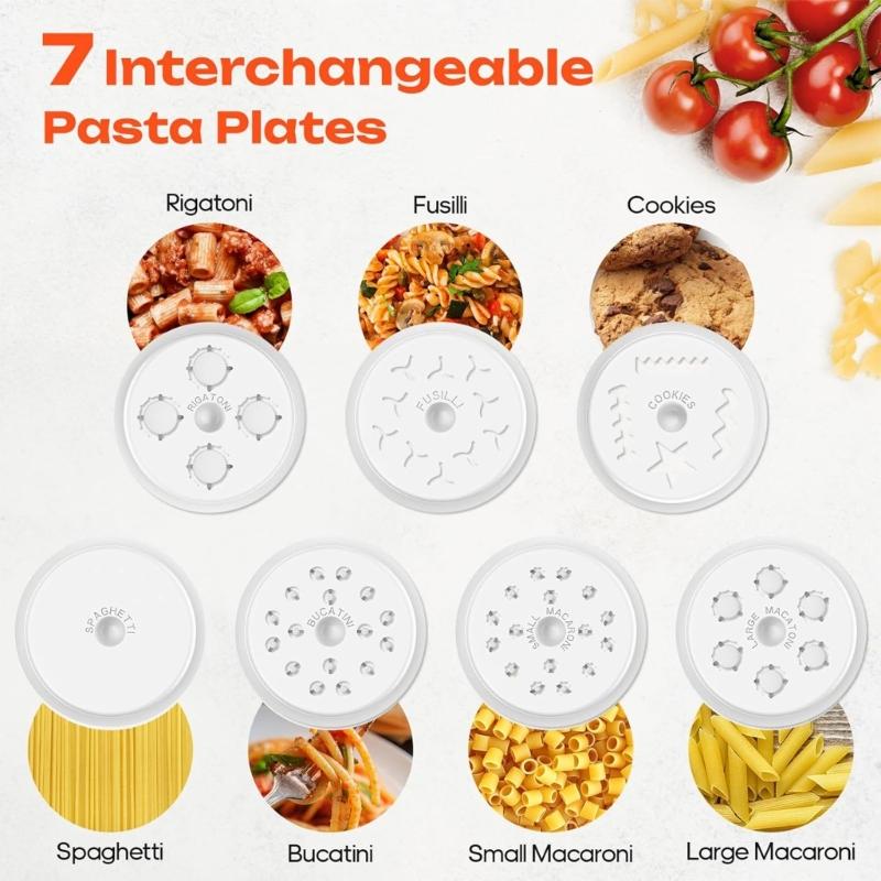Washable Pastas Press Attachment With 7 Interchangeable Plates Kitchen Pastas Maker for Stand Mixers Accessories