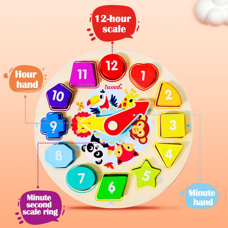 Building Block Clock Toy for Children / Digital Educational Early Learning Toy / Time Recognition Bead Set