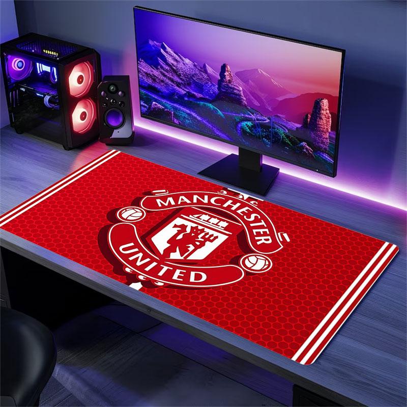 Man United Mouse Pad, Large Gaming Desk Mat, Non-slip XXL Mousepad for Laptop & Tablet, Mini PC Playmat with Stitched Edges
