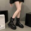 Women's Thick Sole Ankle Boots Autumn Winter New Mid Calf Motorcycle Boots