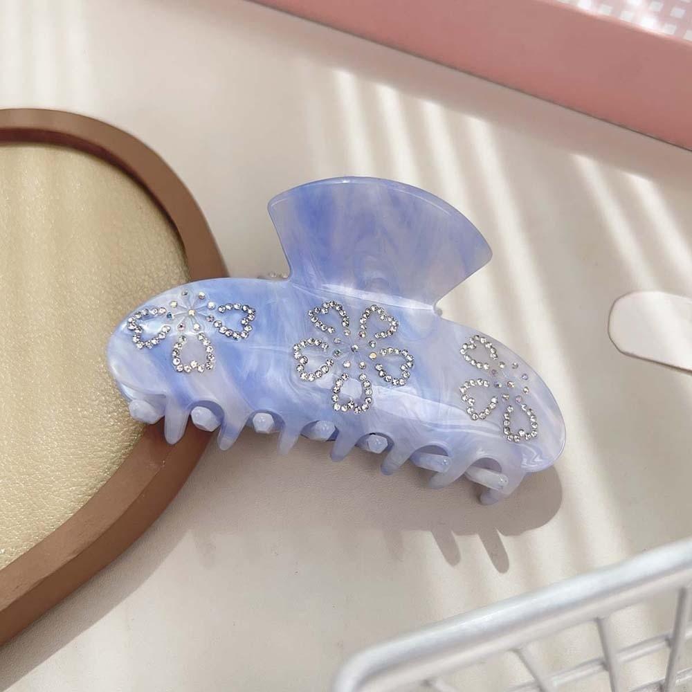 Korean Style Rhinestone-inlay Hair Claw Iridescent Acrylic Hair Claw Women Shark Clip  Daily