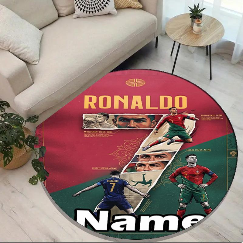 Custom Name Personalized Cristiano Ronaldo Print Round Rug, Versatile Home Decor Carpet, for Playroom, Apartment, Balcony, Entryway, Hallway Gift