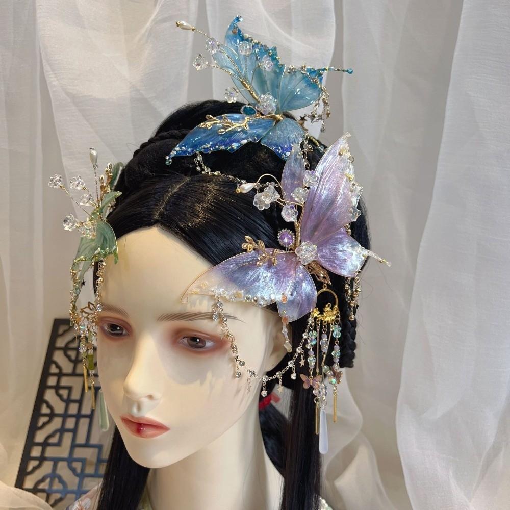 Bunter Schmetterlings-Quasten-Haarclip Süßes Meerjungfrauen-Haarschmuck Schmetterlings-Haarkralle Retro-Stil