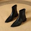 Autumn Winter Thick Heels Women Ankle Boots Fashion Pointed Toe Stripper Party Shoes Fleece-lined Short Booties  De Mujer