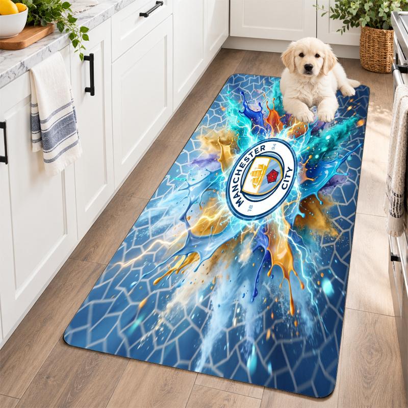 Flannel Kitchen Mat Manchester City Soft Area Rug Non Slip Floor Carpet Home Decoration