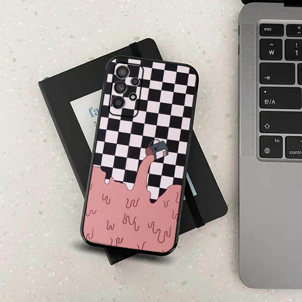 Checkered Chess Board Phone Case For Samsung S24,S21,S22,S23,S30,Ultra,S20,Plus,Fe,Lite,Note,10,9,5G Black Soft Cover