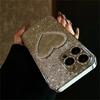 Luxury Bling Glitter Plating 3D Love Heart Mirror Sequins Case For iPhone 17 Air 16 14 15   11 Pro Max Lens Protection Cover