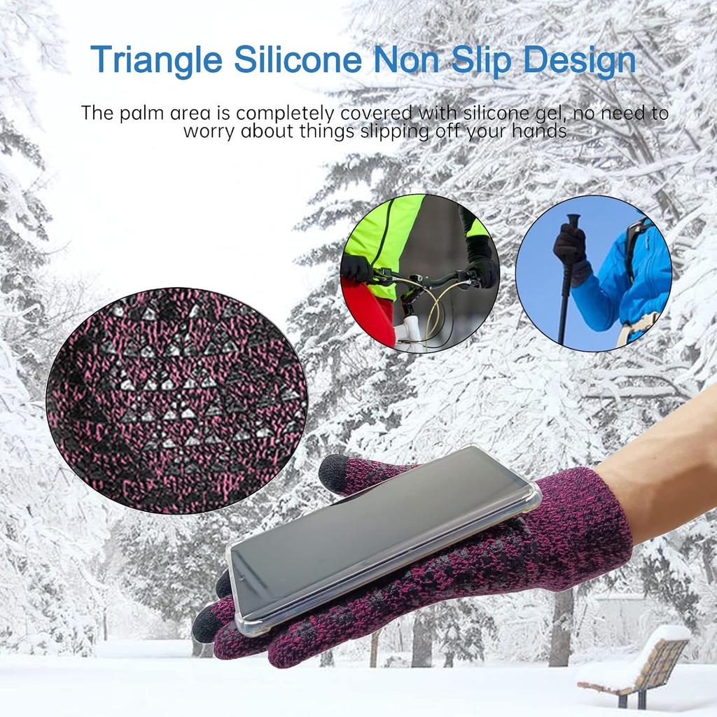 Winter Touchscreen Gloves for Men Women Upgraded Thermal Warm Knit Glove Outdoor Cycling Sports Plush Gloves for Running Driving