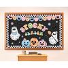 Halloween Bulletin Board Decorations Boho Halloween Ghost Pumpkin Spider Bat Paper Cutouts Supplies Groovy Spooky Season Classroom Decors for Holiday