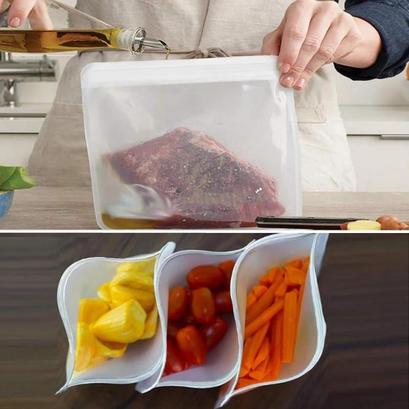 10Pcs Silicone Food Storage Bag Leakproof Reusable Stand Up Zip Shut Bag Cup Fresh Bag Food Storage Bag Fresh Wrap Silicone Bag