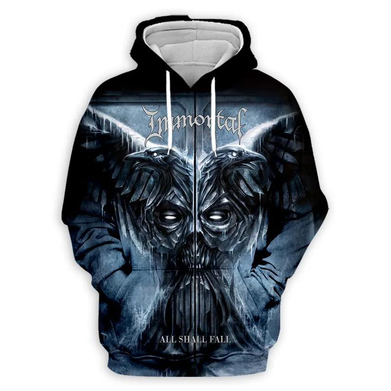 Schwarz Metall Rock Unsterblich 3D Druck Hoodies Herren Damen Mode Lässige Sweatshirts Übergroßer Hoodie Pullover Trainingsanzug Kleidung