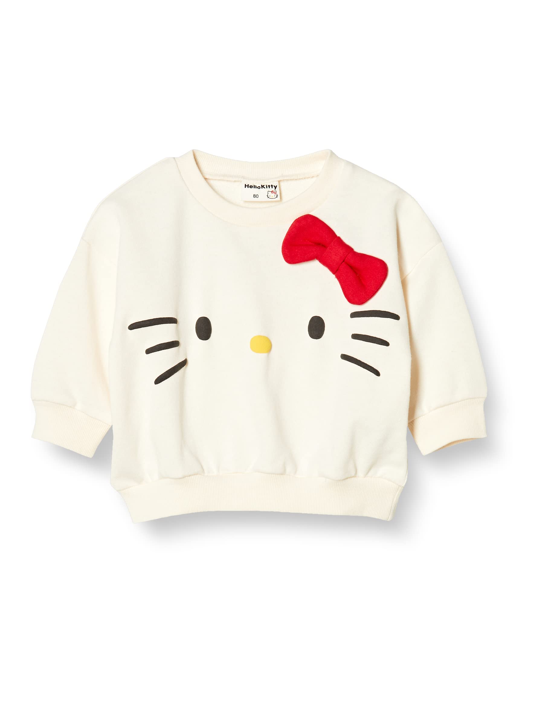 Sanrio Hello Kitty Sweatshirt with Size 120 Ribbon, Girls, Off-White,