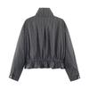 Damen Herbst Neu Lässig Langarm Stehkragen Kariert Baumwolle Jacke Jacke