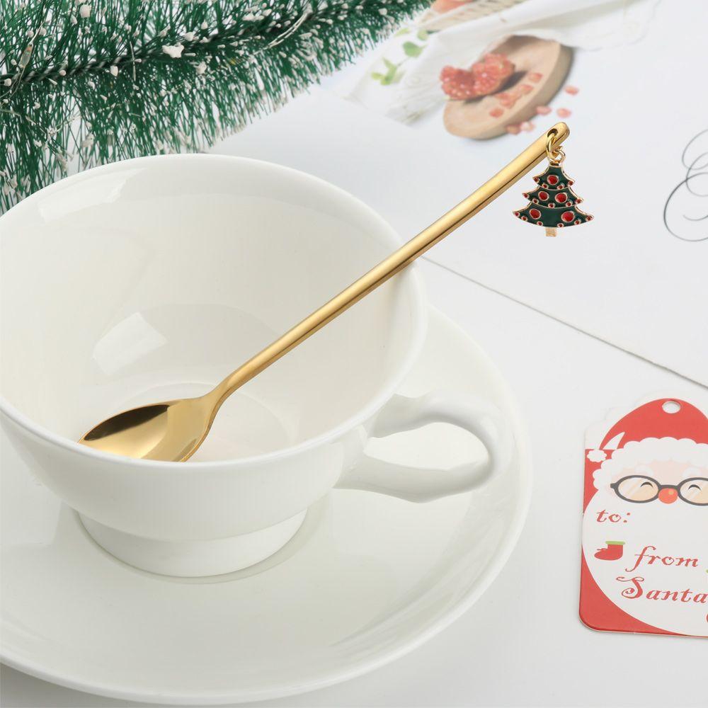 Fashion Xmas Gifts Christmas Tableware Coffee Spoon Stainless Steel Table Ornament