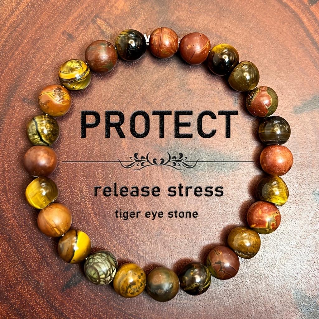 8MM Multicolour Natural Stone Bracelet For Men Women Tiger Eye Stone Beads Chain Elastic Bangle Party Jewelry