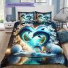 Heart‑shaped Dolphin Seashell Flower Print 3 Pieces Duvet Cover Set Ocean Marine Animal Bedding Bedroom Home Decor Without Pillow Core Comforter