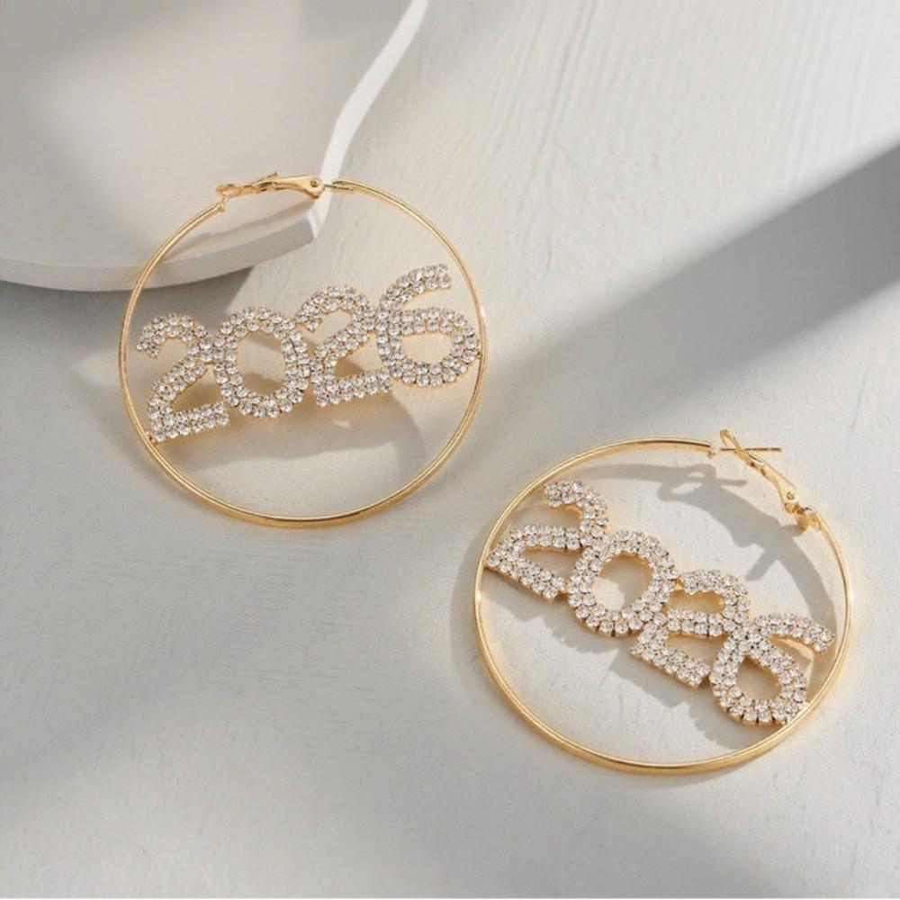 Rhinestone 2026 Jewelry Suit Aesthetic 2026 Necklace Vintage Happy New Year Earrings Girls