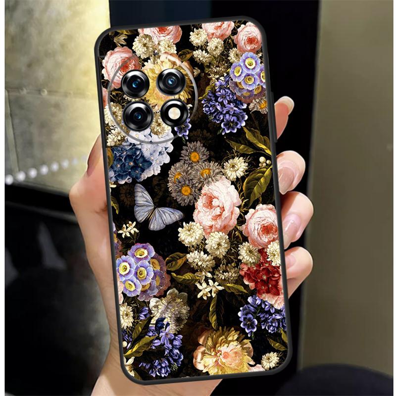 Midnight Floral Cover For OnePlus Nord 4 CE 3 2 Lite N30 N20 N10 OnePlus 13 12 11 10 Pro 10T 8T 12R 13R Case