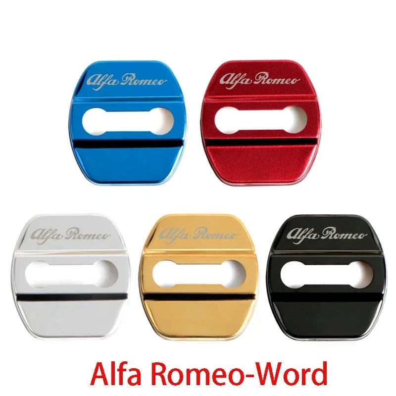 For Alfa Romeo 4Pcs Car Door Lock Protective Cover Sticker for Alfa Romeo Logo Sportiva Giulia Giulietta 159 156 MITO Stelvio 14