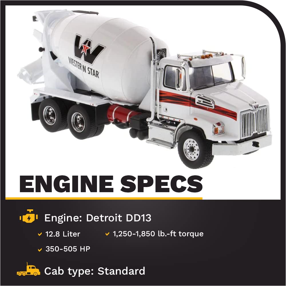 DIECAST MASTERS Western Star 4700 SB Concrete Mixer White Drum 71035 Cab/White