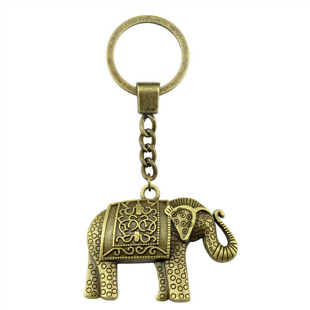 Pendentifs Porte-clés Éléphant Amoureux des Animaux Bijoux en Métal Artisanat Anneau 30mm