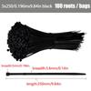 Self-locking Plastic Nylon Tie 100 PCS Black 4X150cable Tie Fastening Ring Cable Tie Zip Wraps Strap Nylon Cable Tie Set